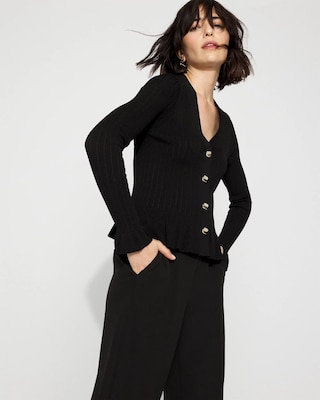 Bell Sleeve Peplum Cardigan Sweater | White House Black Market